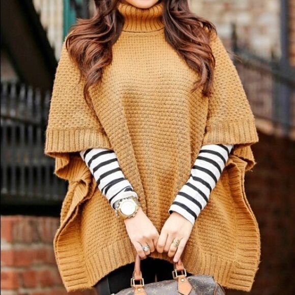 XXI CABLE KNIT OVERSIZE PONCHO SWEATER - Picture 5 of 5